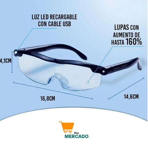 👓GAFAS LED CON AUMENTO DE 160%⚡✨