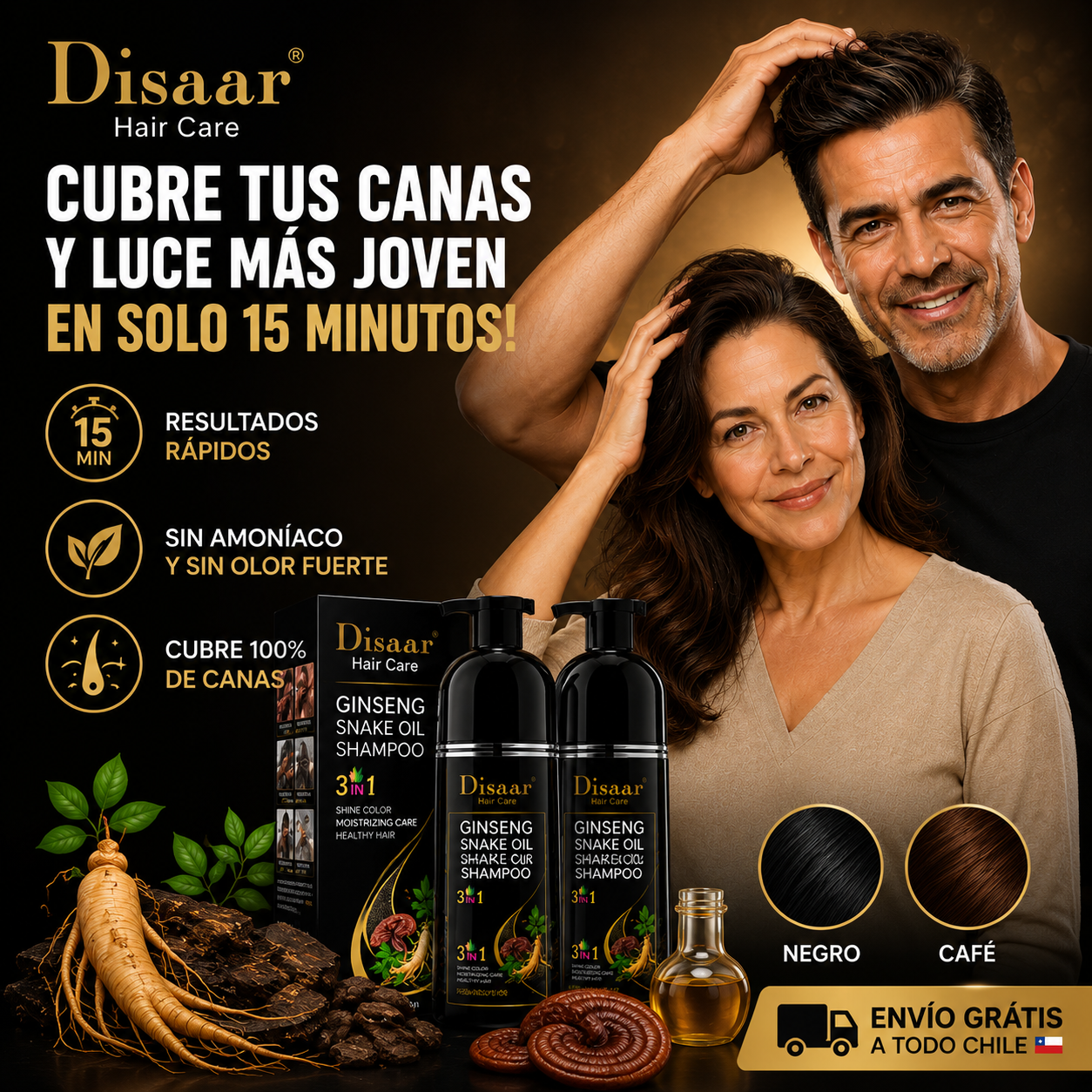 ✨ Rejuvenece tu Cabello al Instante™ | Shampoo Cubridor de Canas 3 en 1