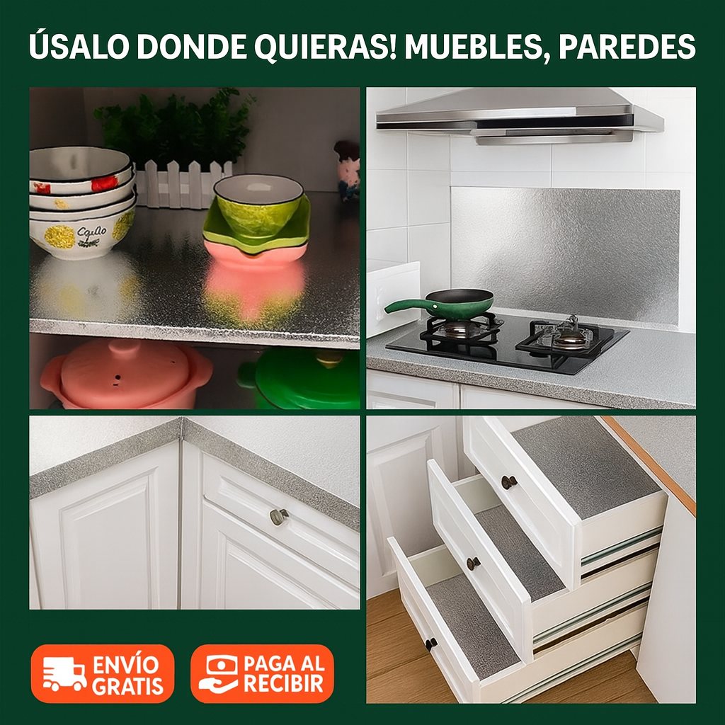 All Clean® - Aluminio Adhesivo Protector Cocina