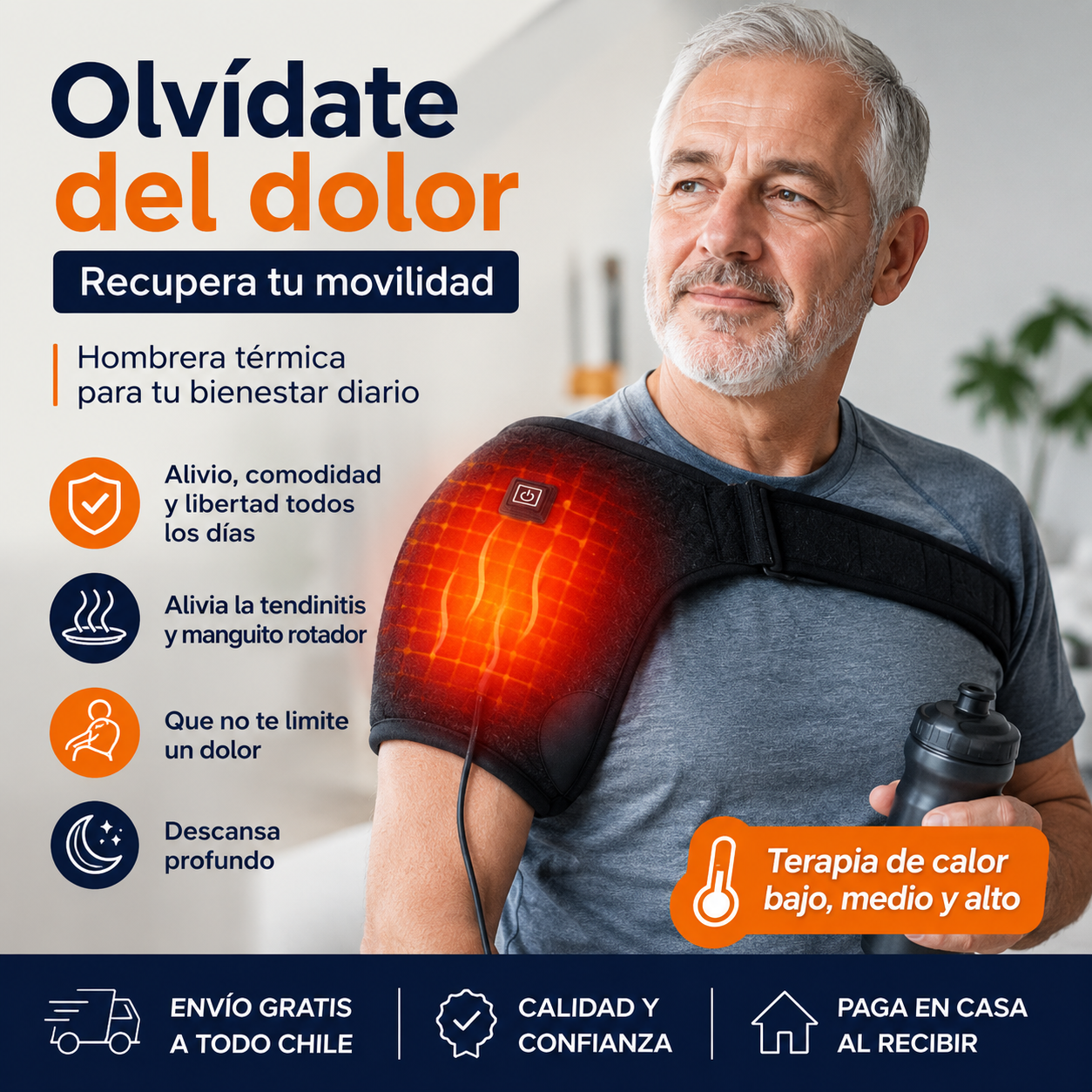 Hombrera Térmica Ajustable para Alivio Inmediato del Dolor