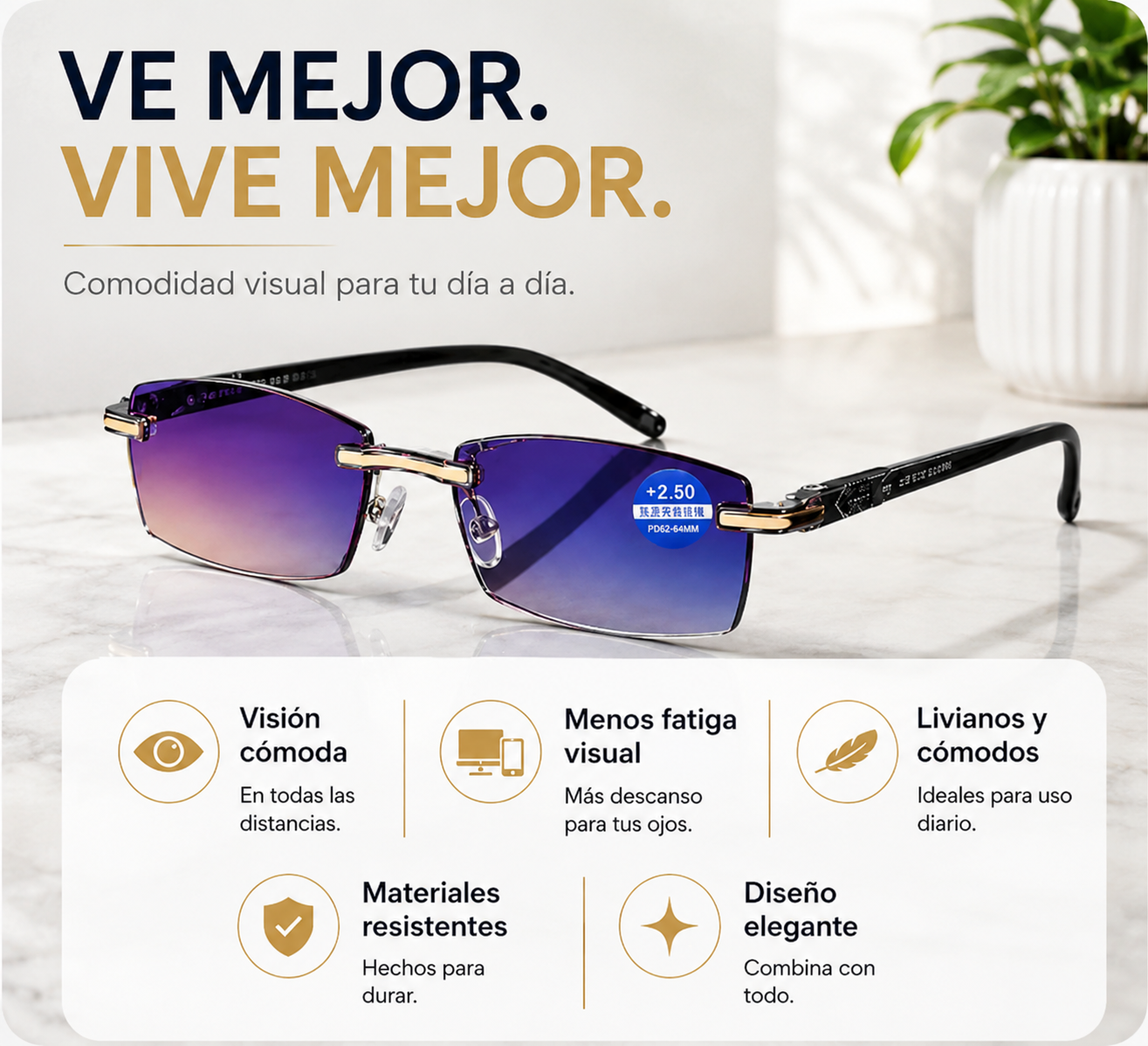 PACK X2 GAFAS MULTIFOCALES INTELIGENTES TR90 CON ZOOM AUTOMÁTICO, PROTECIÓN DE LUZ AZUL Y EFECTO FOTOCROMÁTICO