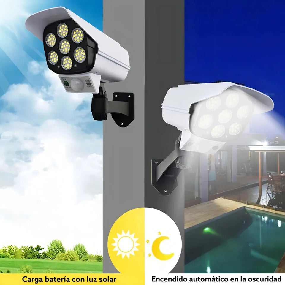 Foco Solar Tipo Camara de Vigilancia - Con sensor de movimiento y a prueba de agua