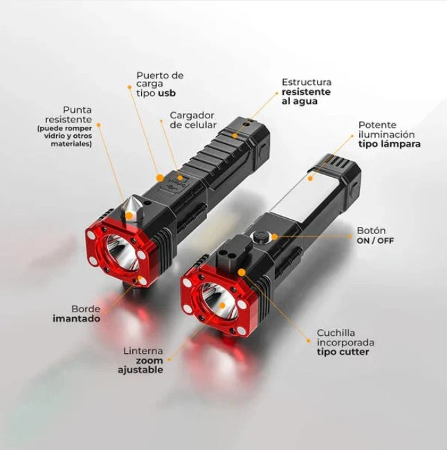 Linterna Multifuncional 4 En 1 Recargable🔦