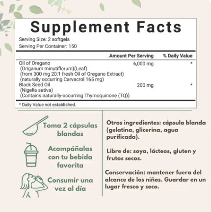 🌿Aceite De Orégano 6000 Mg 60 capsulas - Bienestar General Natural🌿