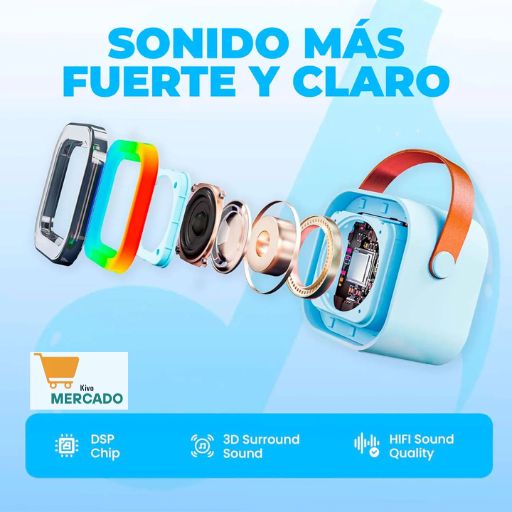 Micrófono Karaoke - Mini Altavoz LED🎤🎶👩‍🎤