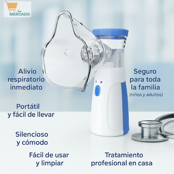 Nebulizador Portátil Silencioso para Niños y Adultos – Alivio Rápido en Cualquier Lugar