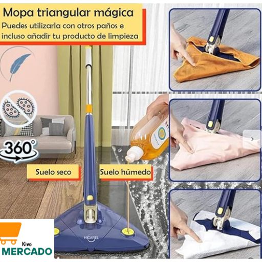 🪣🫧MOPA TRIANGULAR 360🫧🪣– 3 en 1: para Suelos, Ventanas, Azulejos y Esquinas