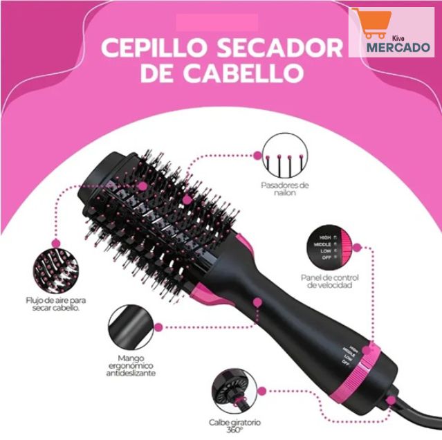 Cepillo Secador 3 en 1 - Seca, Moldea y Da Volumen en Minutos🌬️✨