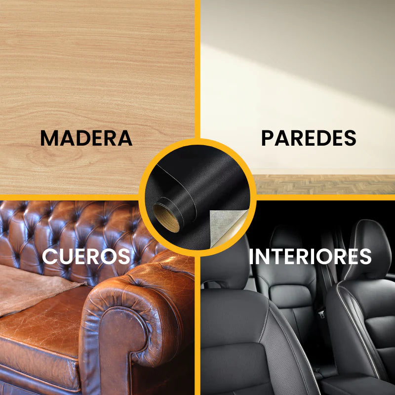 CUERO ADHESHIVO - Restaura en segundos - (Stock color negro cafe y blanco 150 x 50 cm)