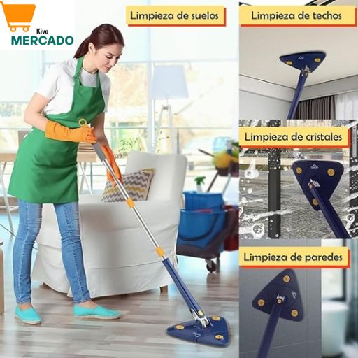 🪣🫧MOPA TRIANGULAR 360🫧🪣– 3 en 1: para Suelos, Ventanas, Azulejos y Esquinas