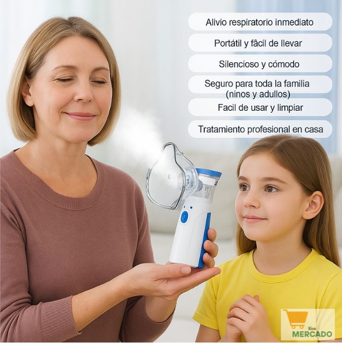 Nebulizador Portátil Silencioso para Niños y Adultos – Alivio Rápido en Cualquier Lugar