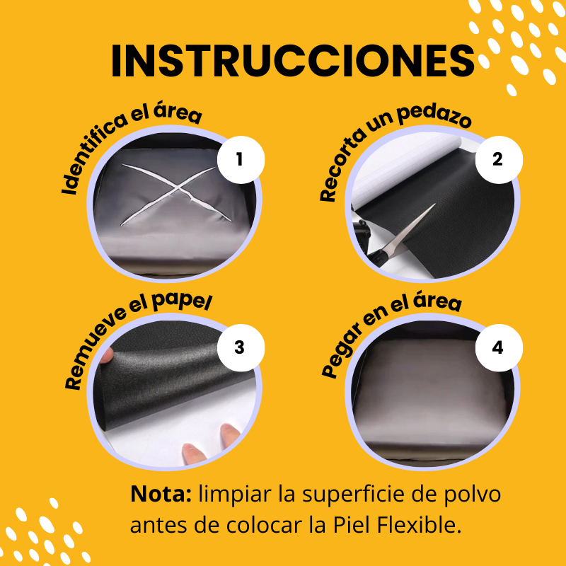 CUERO ADHESHIVO - Restaura en segundos - (Stock color negro cafe y blanco 150 x 50 cm)