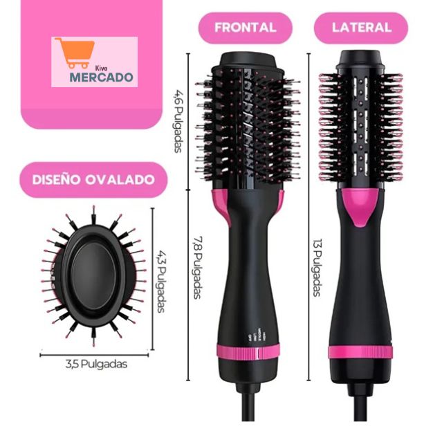 Cepillo Secador 3 en 1 - Seca, Moldea y Da Volumen en Minutos🌬️✨