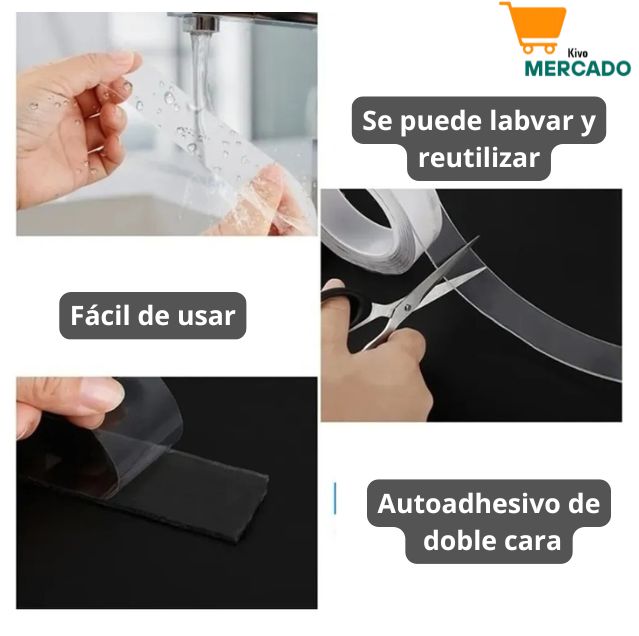 PROMO 3x1 Cinta Magic Tape -  Doble Faz Lavable Y Reutilizable✨☝️