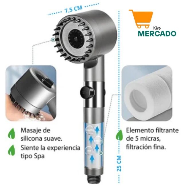 Cabezal De Ducha Alta Presión Con Masajeador