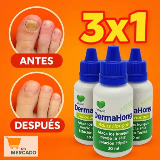 DERMAHONG Anti-Hongos 3X1 ELIMINA HONGOS, Picazón y Mal Olor
