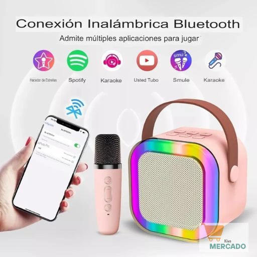 Micrófono Karaoke - Mini Altavoz LED🎤🎶👩‍🎤