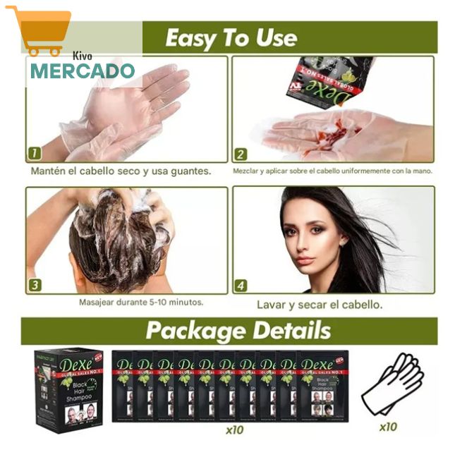 Shampoo Cubre Canas Dexe - Te hará lucir más joven + ENVÍO GRATIS 🧤🪮👩👨