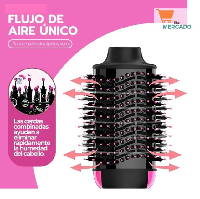 Cepillo Secador 3 en 1 - Seca, Moldea y Da Volumen en Minutos🌬️✨