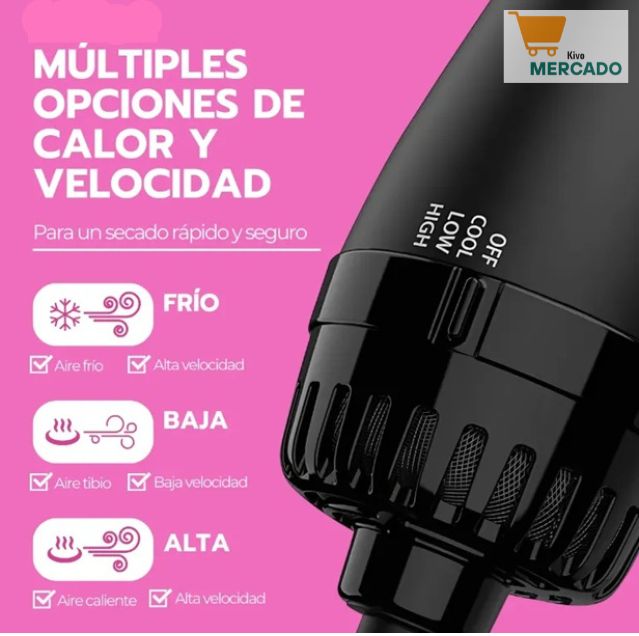 Cepillo Secador 3 en 1 - Seca, Moldea y Da Volumen en Minutos🌬️✨