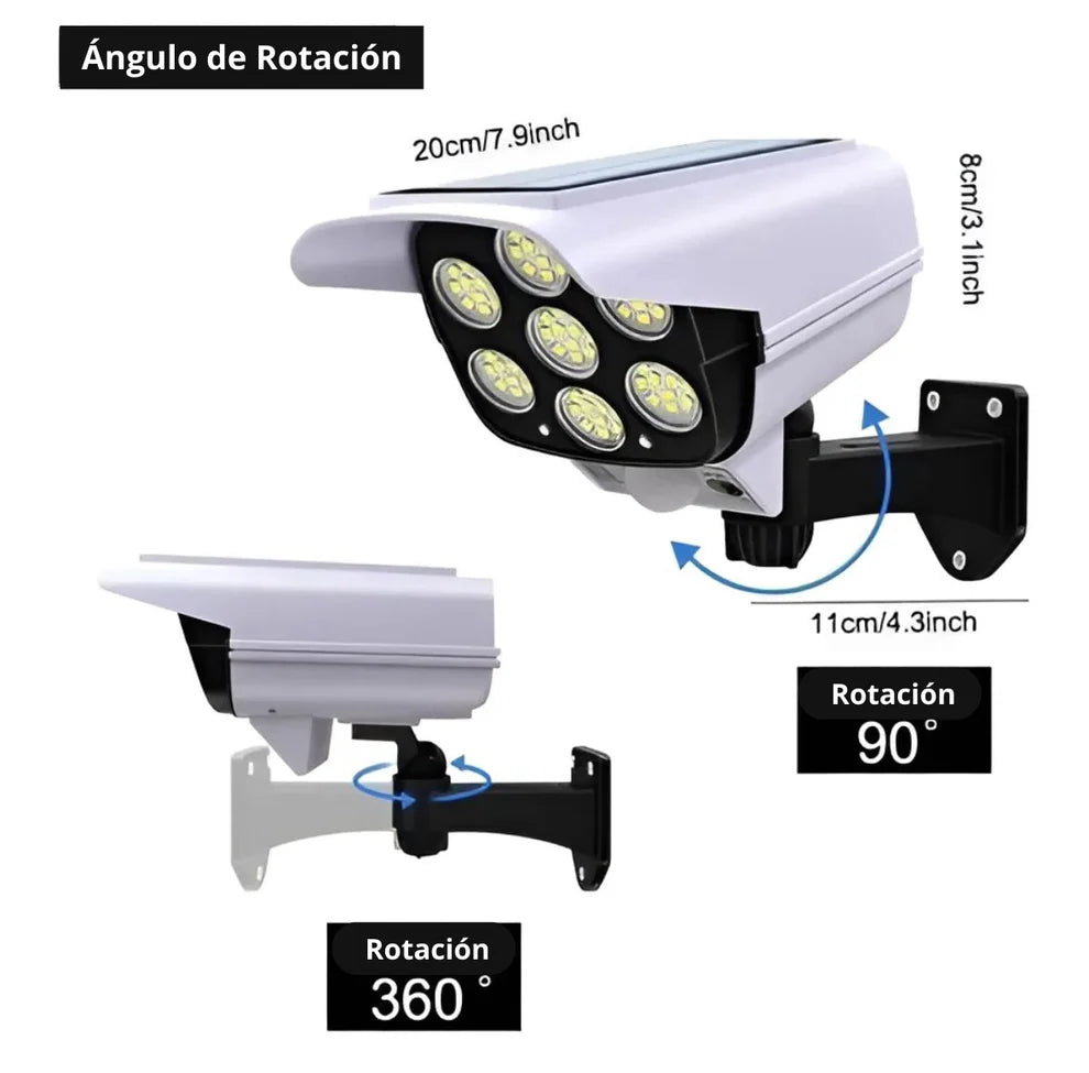 Foco Solar Tipo Camara de Vigilancia - Con sensor de movimiento y a prueba de agua