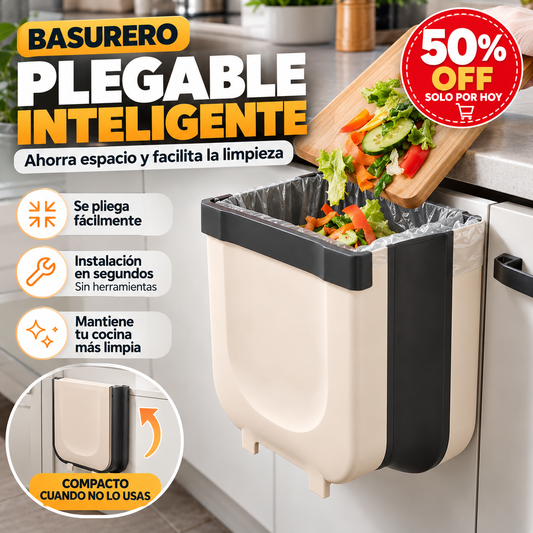 Basurero Plegable Inteligente para Cocina – Ahorra Espacio y Facilita la Limpieza