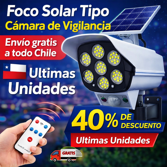 Foco Solar Tipo Camara de Vigilancia - Con sensor de movimiento y a prueba de agua