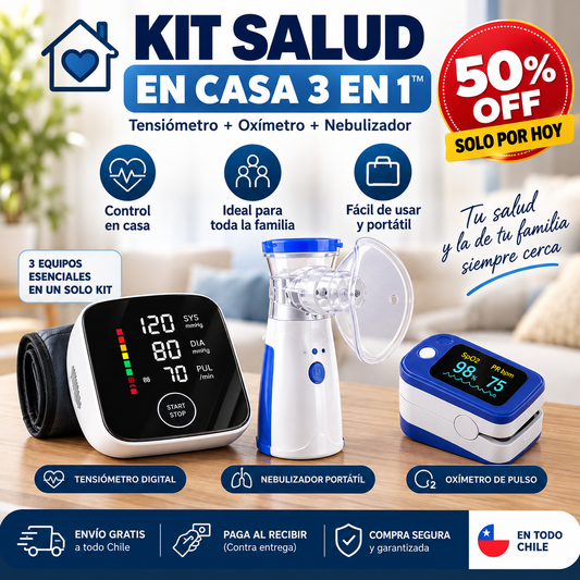 🏠 KIT SALUD EN CASA 3 EN 1™ - Tensiómetro + Oxímetro + Nebulizador