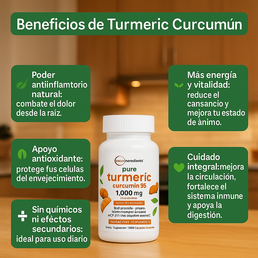 Turmeric Curcumín – 120 Cápsulas Naturales con Cúrcuma Premium💊🫚✨