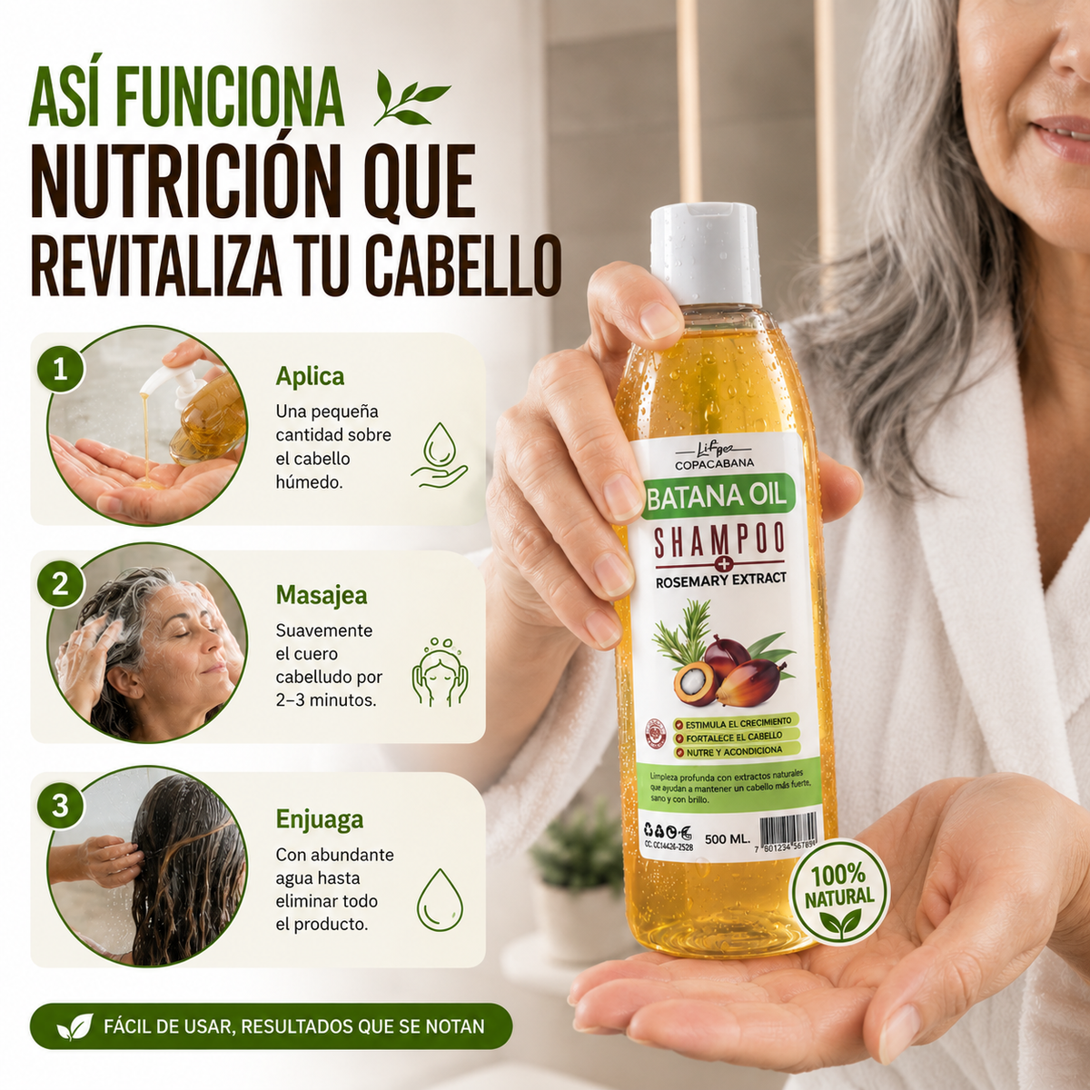 Shampoo de Batana Premium - Recupera Tu Cabello Más Fuerte, Brillante y Lleno de Vida