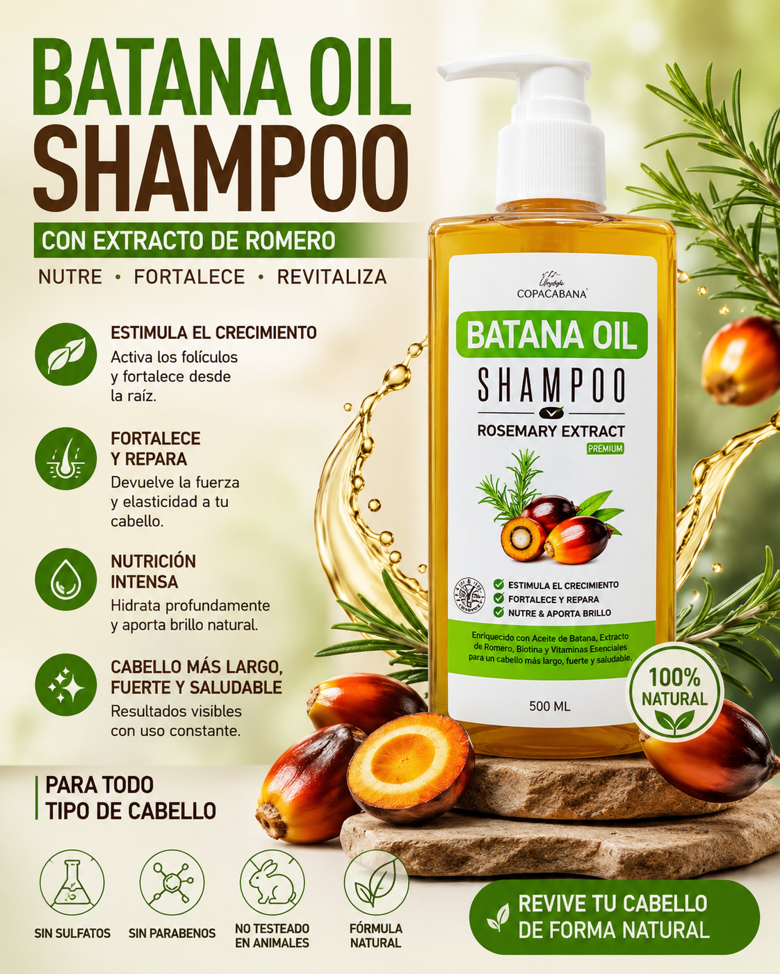 ¡NUEVO! Shampoo de Batana Premium 🌿 Recupera Tu Cabello Más Fuerte, Brillante y Lleno de Vida ✨