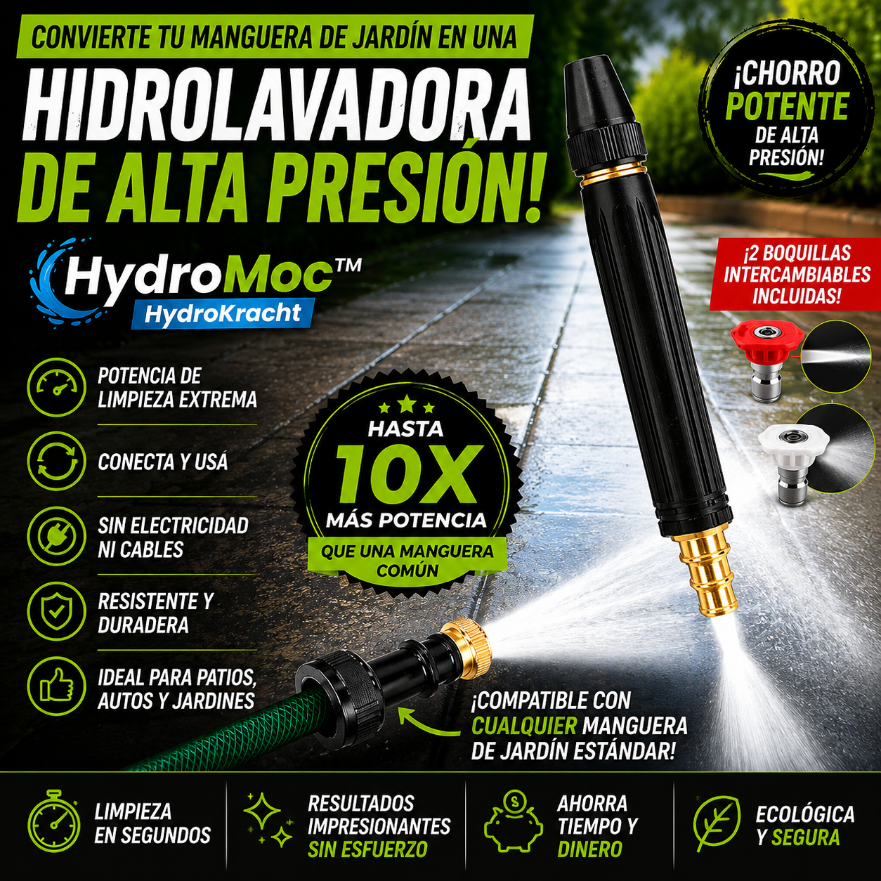 HydroMoc®: La boquilla de alta presión que transforma cualquier manguera en una hidrolavadora