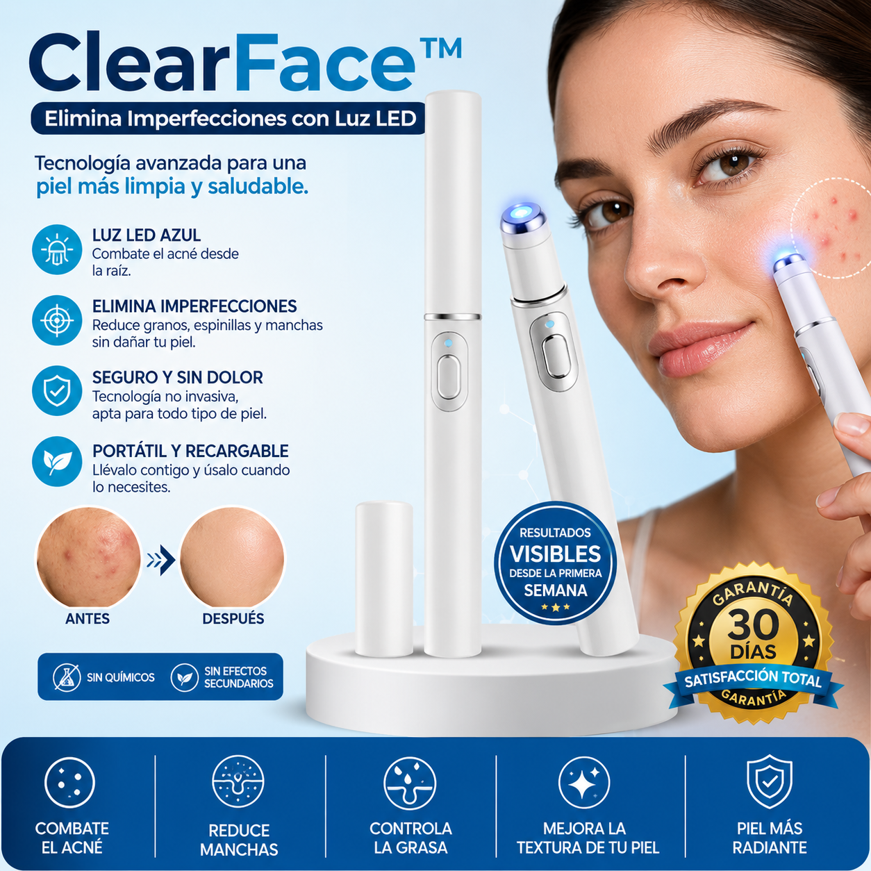 ClearFace™ – Láser Portátil – Elimina Verrugas, Lunares y Manchas