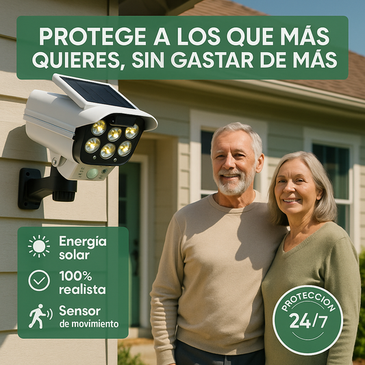 SIMULADOR CAMARA SEGURIDAD CON LUZ SOLAR - PROTEGE TU HOGAR🏡