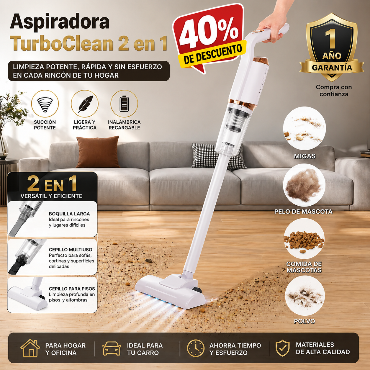 Aspiradora TurboClean 2 en 1