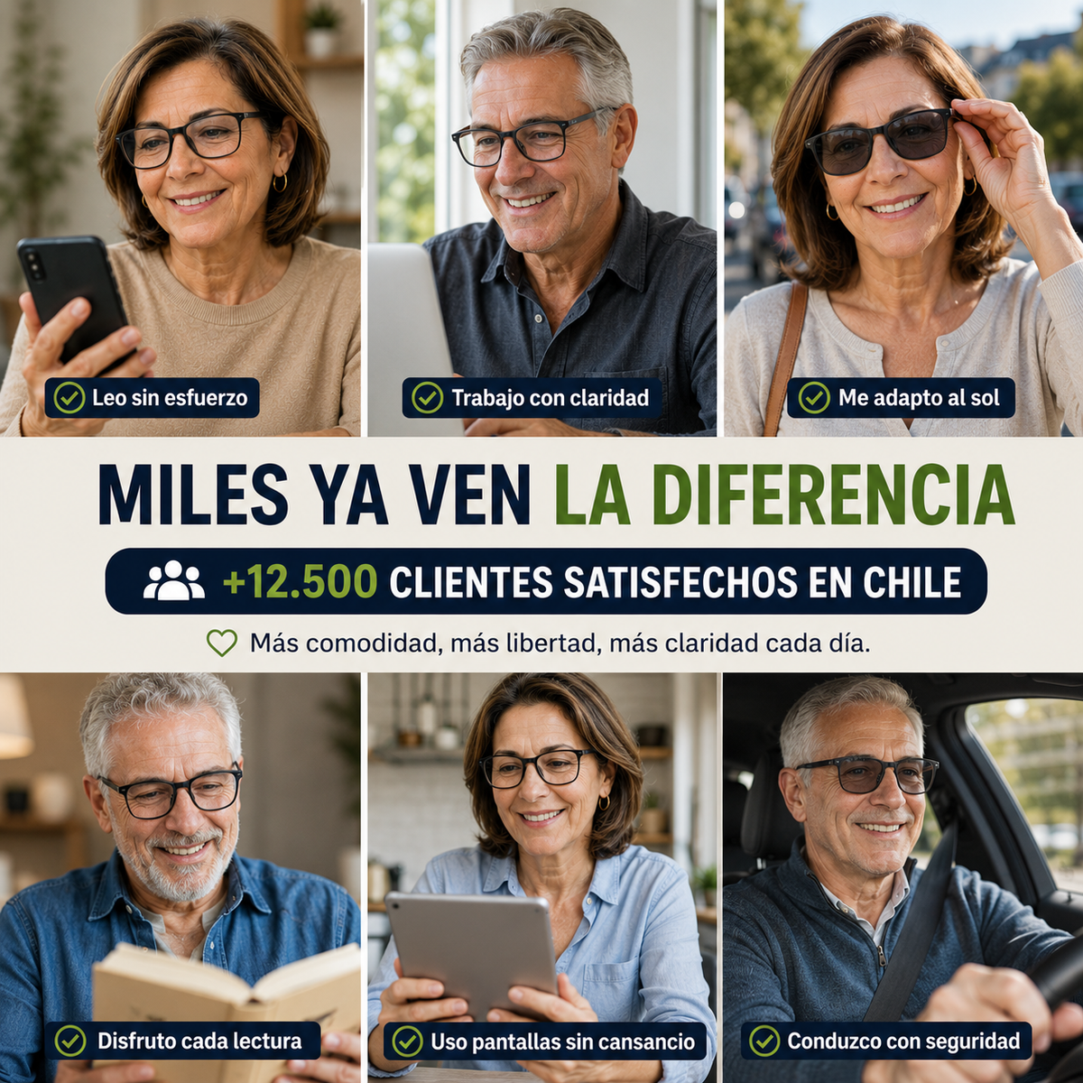 Lentes Multifocales 3 en 1™ – Lectura, Pantallas y Exterior