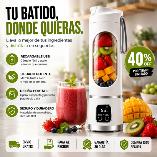BlendGo™ – Licuadora Portátil USB | Batidos Frescos en 1 Minuto