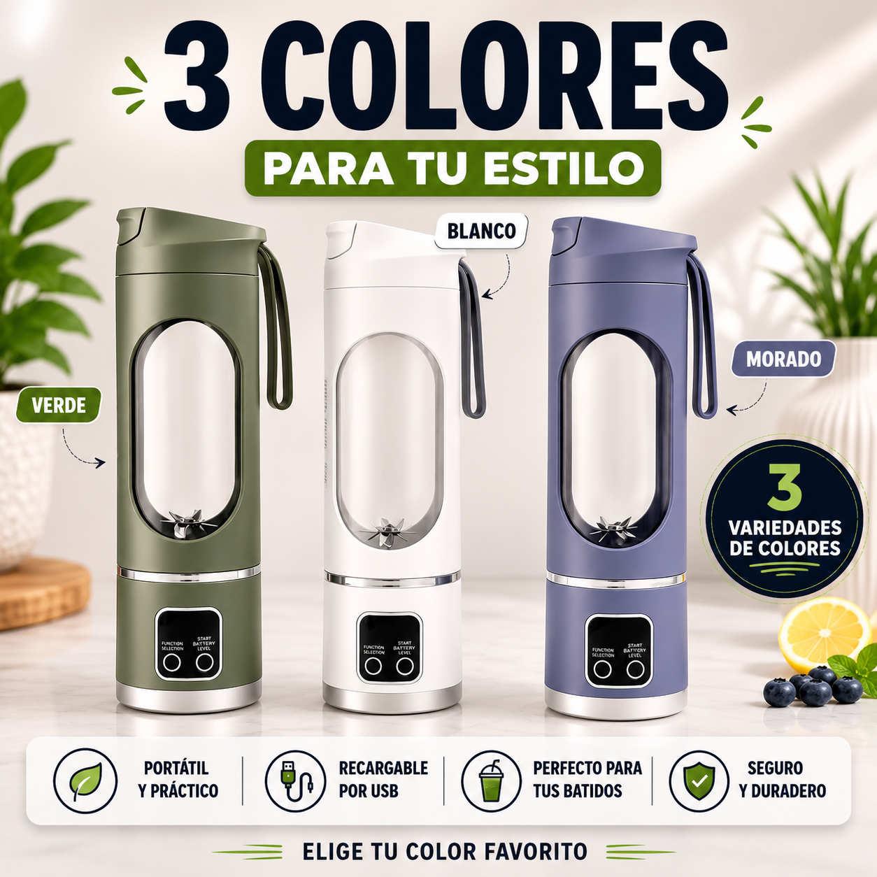 BlendGo™ – Licuadora Portátil USB | Batidos Frescos en 1 Minuto