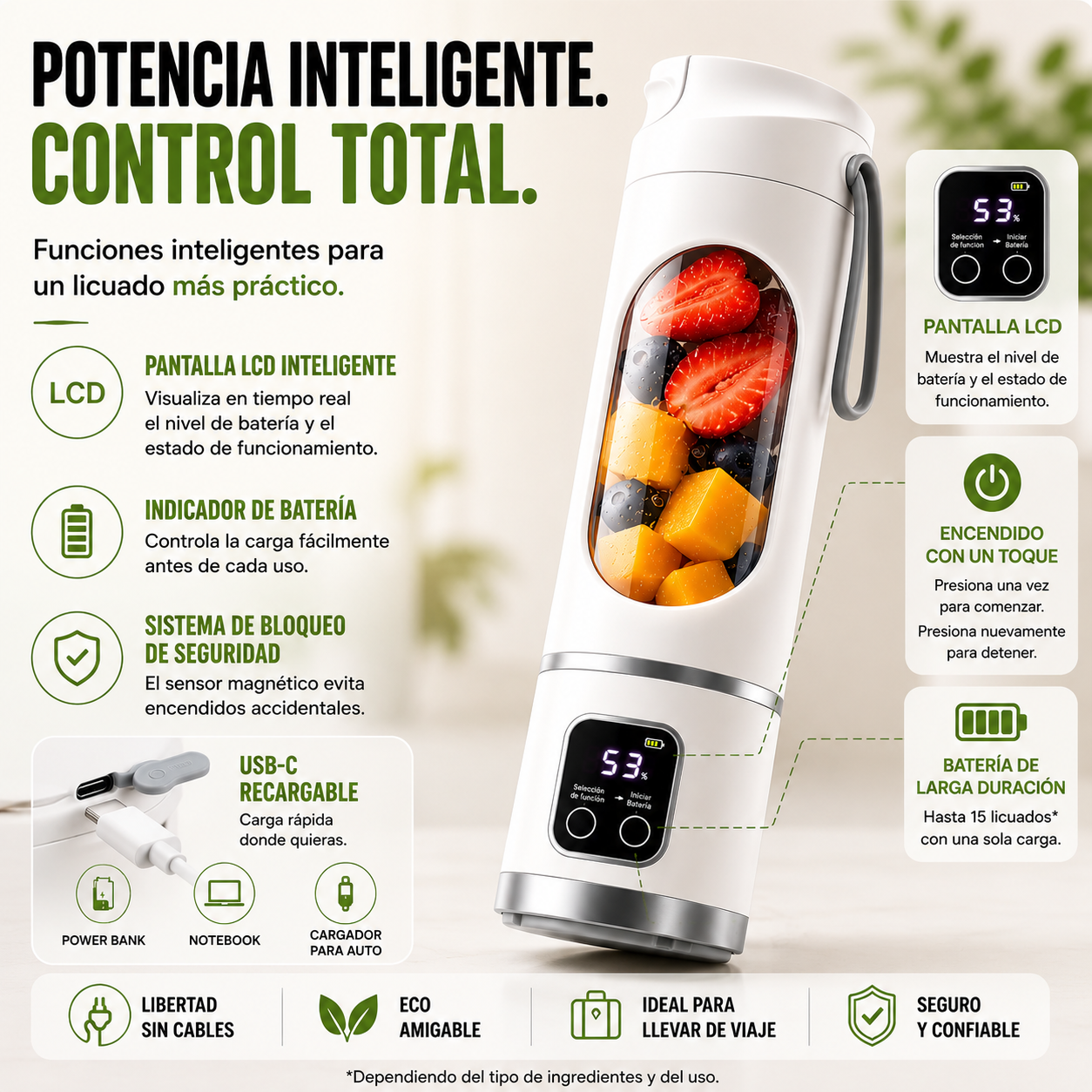 BlendGo™ – Licuadora Portátil USB | Batidos Frescos en 1 Minuto