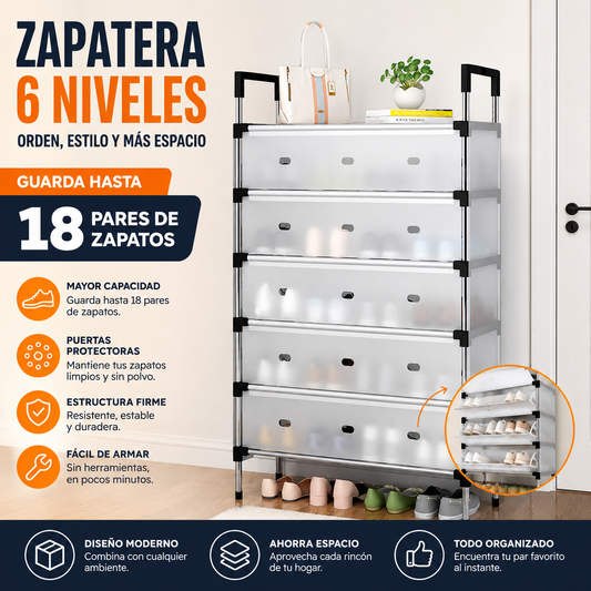 OrdenMax™ – Zapatera Premium 6 Niveles
