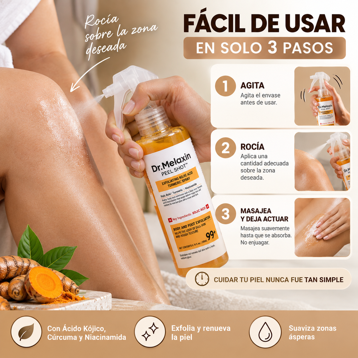 Dr. Melaxin Peel Shot | Spray Exfoliante, Iluminador y Suavizante