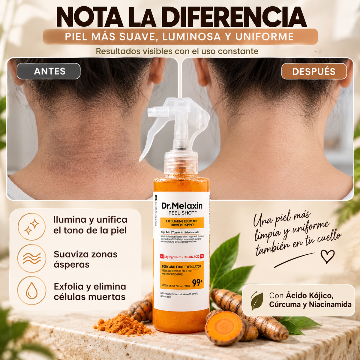 Dr. Melaxin Peel Shot | Spray Exfoliante, Iluminador y Suavizante
