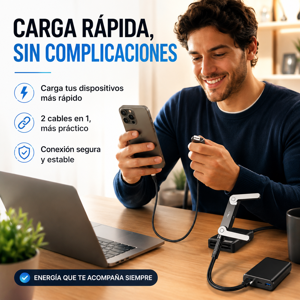 CABLE CARGA RAPIDA 2 EN 1 PREMIUM - OFERTA 2X1