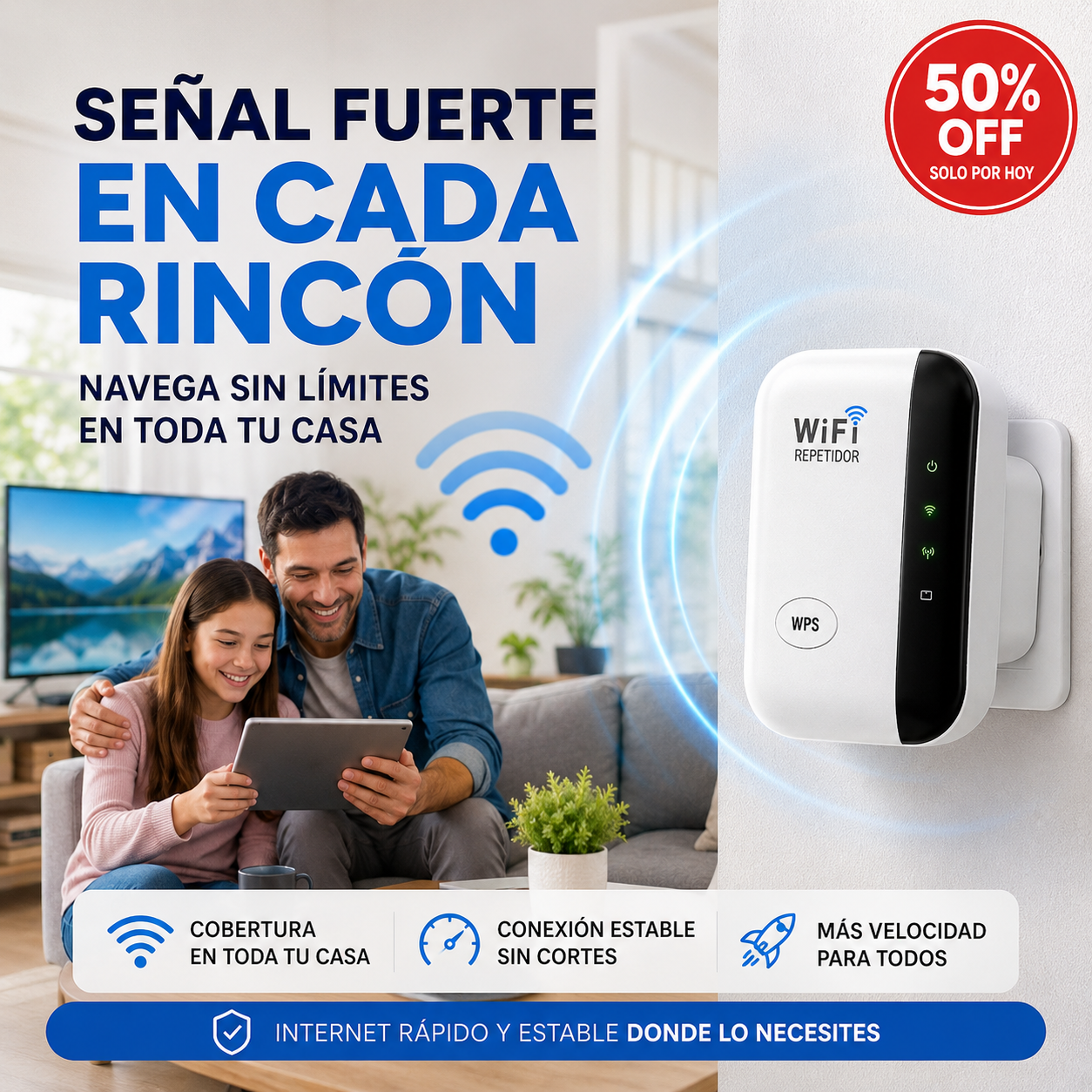 Amplificador WiFi Hogar - Amplía tu Cobertura y Disfruta Señal Estable en Toda la Casa