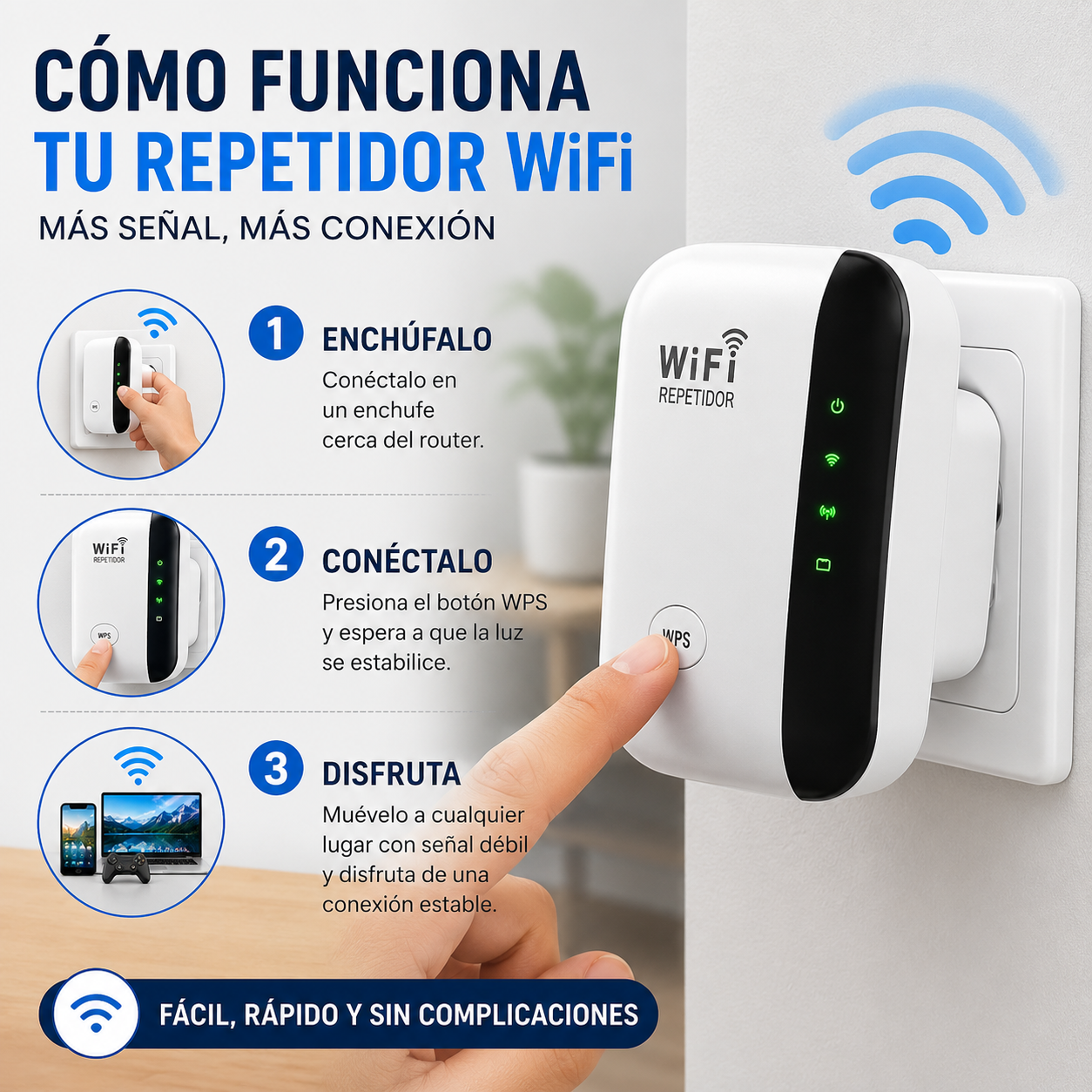 Amplificador WiFi Hogar - Amplía tu Cobertura y Disfruta Señal Estable en Toda la Casa