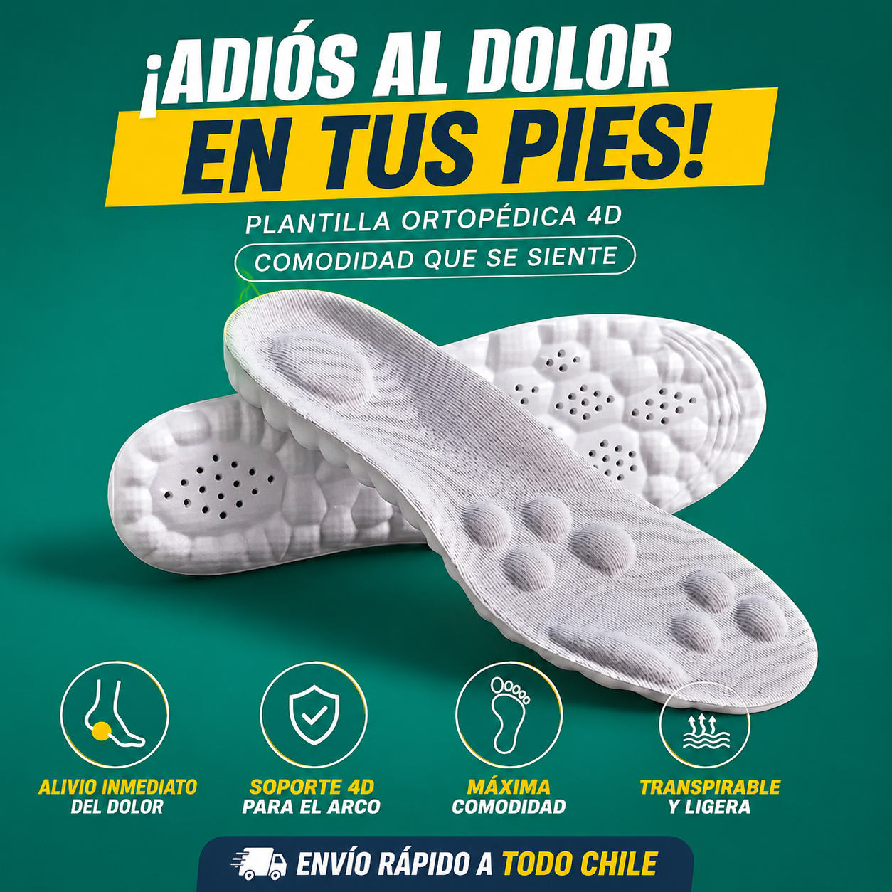 Plantillas Confort 4D – Alivio para la Fascitis Plantar y el Dolor de Talón