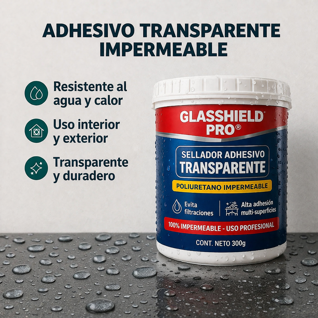 3x1 GLASSHIELD PRO®-Sellador Adhesivo Transparente 300g - Evita filtraciones este invierno, protege tu hogar desde hoy ❄️