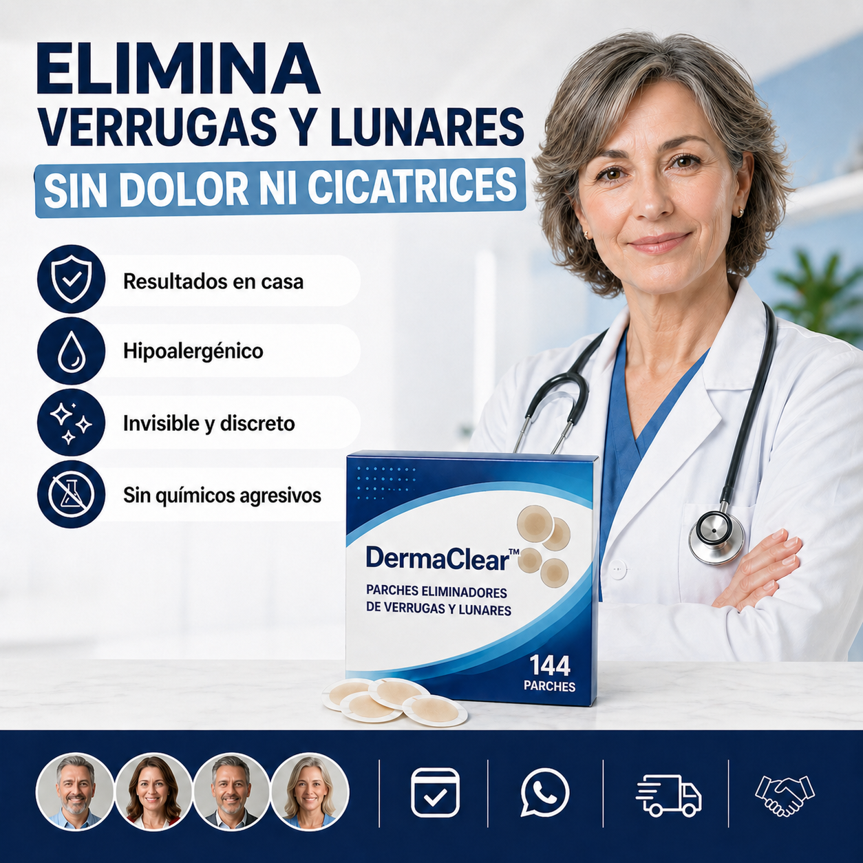 DermaClear™ - 144 Parches Eliminador de Verrugas y Lunares