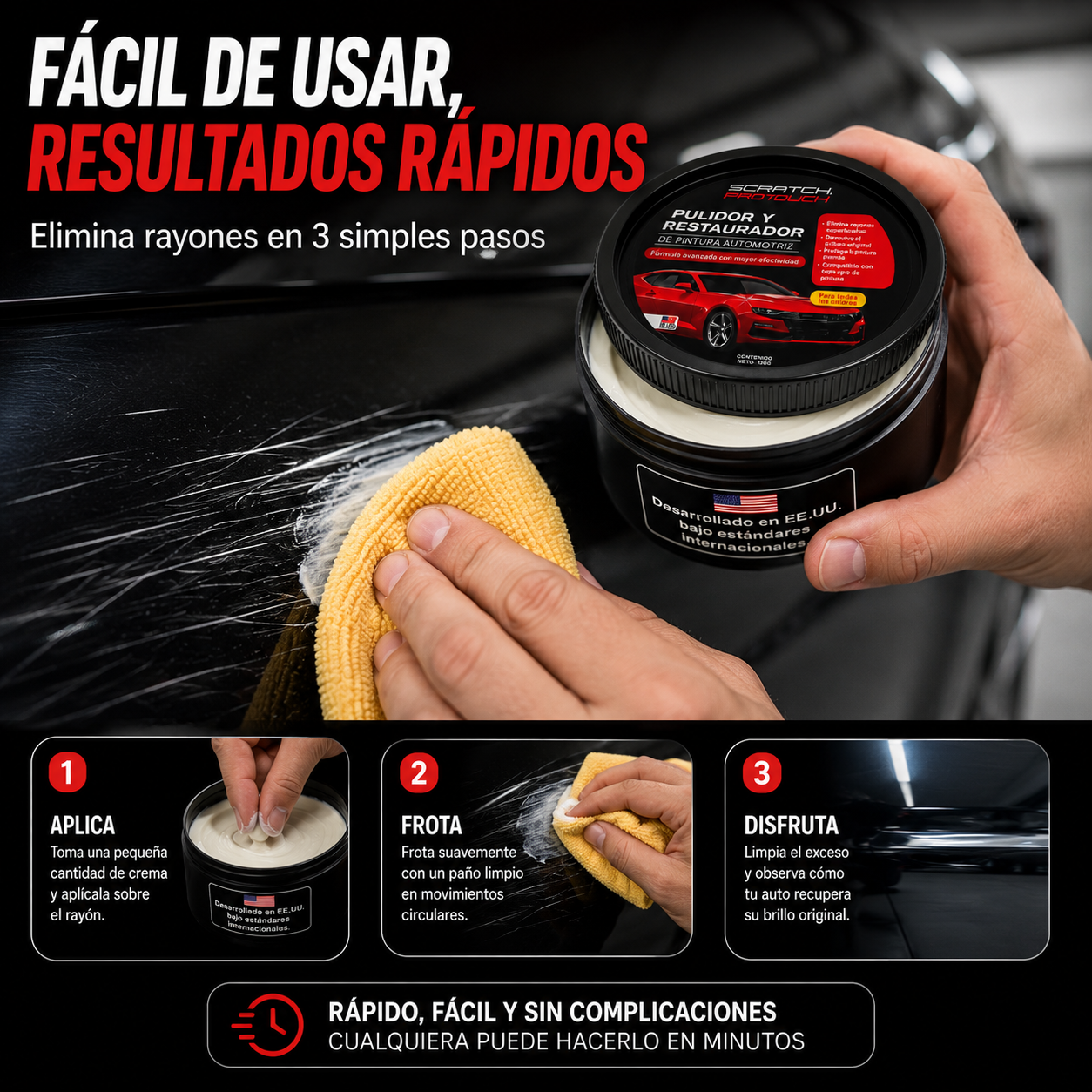 Crema Restauradora - ¡Elimina rayones de tu auto en 20 segundos!