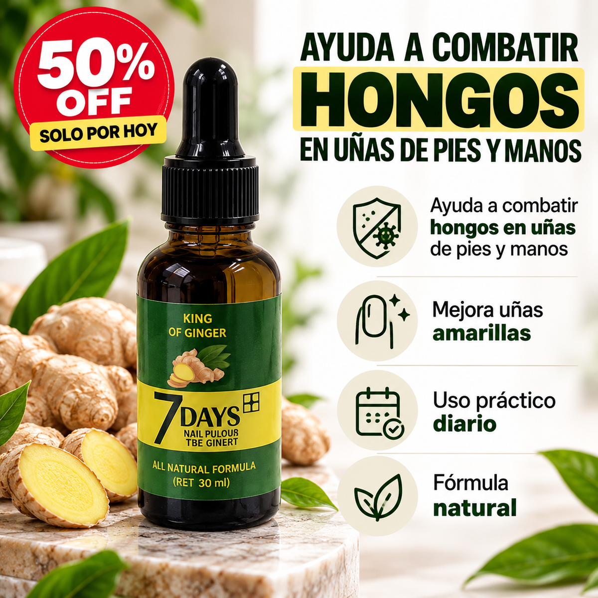 Tratamiento Anti Hongos - Elimina Uñas Amarillas y las Fortalece desde 7 Días